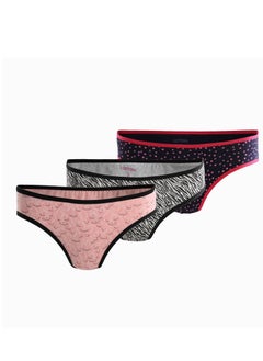 Cottonila Set Of 3 Soft Patterned Bikini Panties - Multicolours