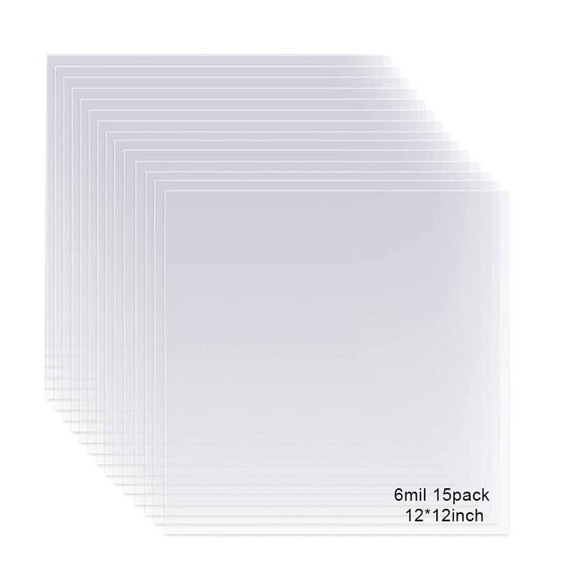 EGOSKY 15 Pack 6 Mil Mylar Sheets 12 x 12inch Clear Blank PET Blank Stencil Material Make Your Own Stencil Compatible Vinyl Cutting Maching
