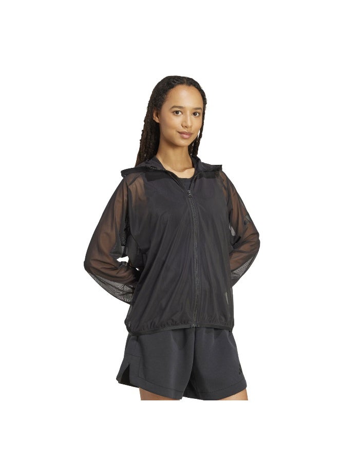 Adidas W All Szn Sh Fz Black Training Track Tops For Women XS - Image 4