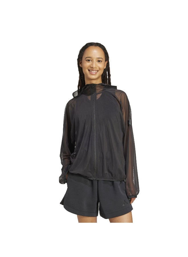 Adidas W All Szn Sh Fz Black Training Track Tops For Women XS - Image 2