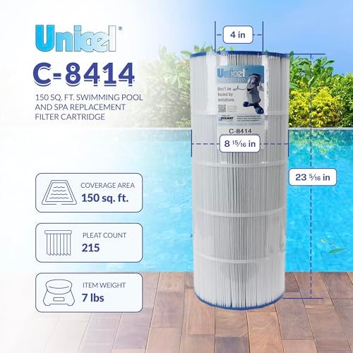 Unicel 150 Square Foot Swimming Pool and Spa Replacement Filter Cartridge with Urethane End Caps for Multiple Pool Filter Models - Image 2