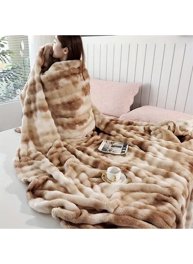 Luxurious Reversible Faux Fur Throw Blanket Dark Gray 59x78 Inch - Image 4