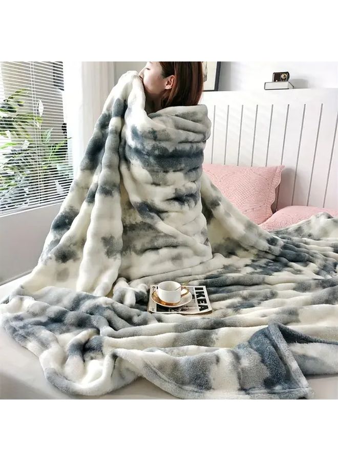 Luxurious Reversible Faux Fur Throw Blanket Dark Gray 59x78 Inch - Image 2
