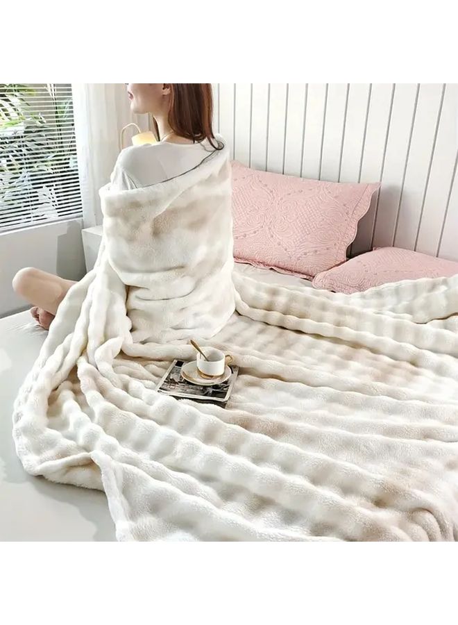 Luxurious Reversible Faux Fur Throw Blanket Dark Gray 59x78 Inch - Image 3