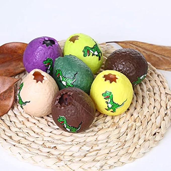 MAKINGTEC 4pcs Dinosaur Eggs Stress Balls for Kids & Adults (Purple, White, Brown, Yellow) - Image 4