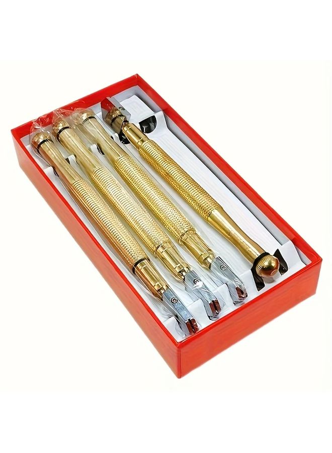 Multifunctional Glass Cutter 2pcs Manual Tile Mirror Cutting Tool Durable Golden Steel - Image 2