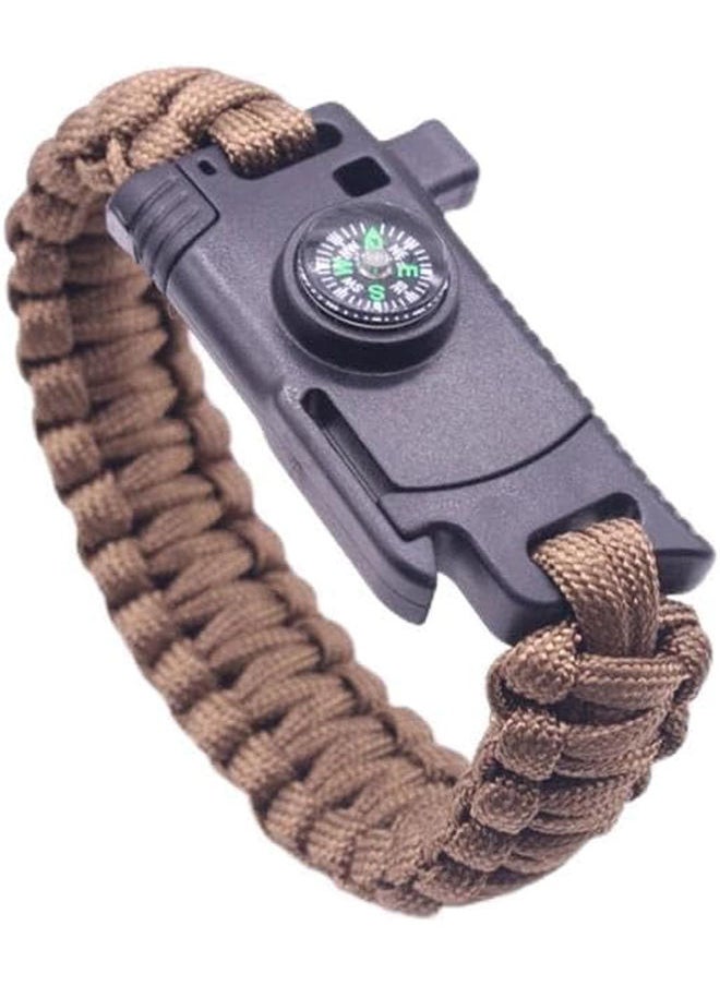 Generic - 5 In 1 Multipurpose Professional Survival Bracelet Compass Flint Whistle with Fire Stone, Loud Whistle - Image 1