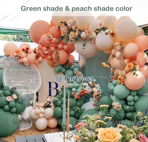 Partycus Sage Green Peach Balloon Arch Double Stuffed Dusty Green Pastel Orange Blush Nude Matte Balloon Garland Kit for Baby Shower Birthday Bridal Wedding Easter Party Decoration - Image 5