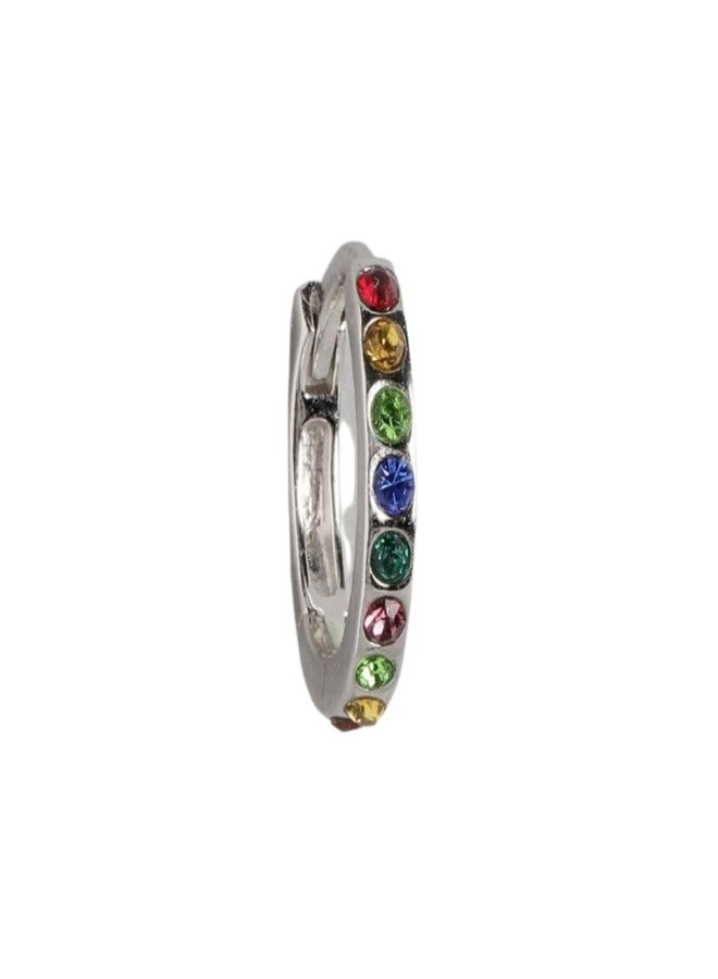 ZAVYA 925 Sterling Silver Multicolour Cubic Zircon Nath Rhodium Plated Nose Pin|Gift for Women & Girls|1 Year Plating Warranty - Image 1