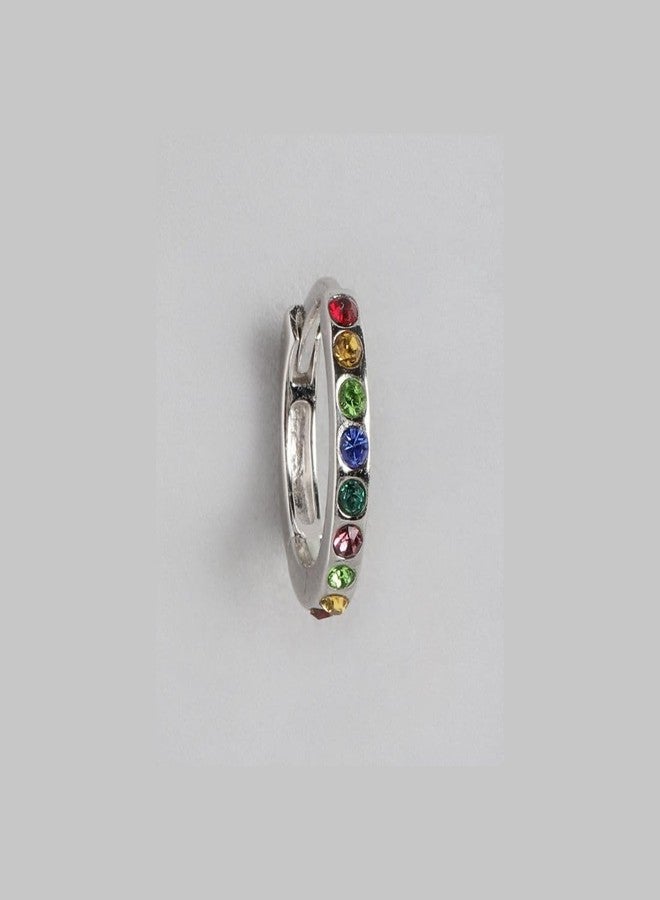 ZAVYA 925 Sterling Silver Multicolour Cubic Zircon Nath Rhodium Plated Nose Pin|Gift for Women & Girls|1 Year Plating Warranty - Image 4
