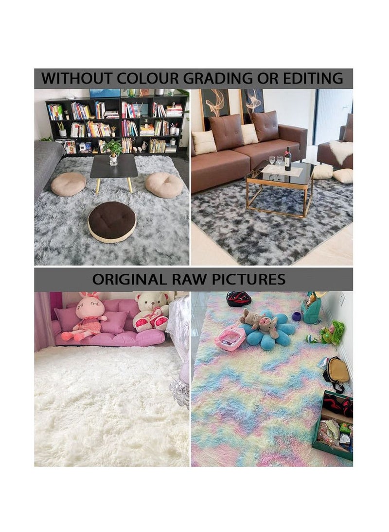 Modern Wool Fluffy Floor Mat Carpet with Anti slip High Pile Bottom with Upgraded Foam (Size 120×160CM), Rectangle