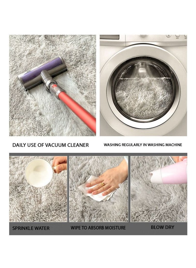 Modern Wool Fluffy Floor Mat Carpet with Anti slip High Pile Bottom with Upgraded Foam (Size 120×160CM), Rectangle