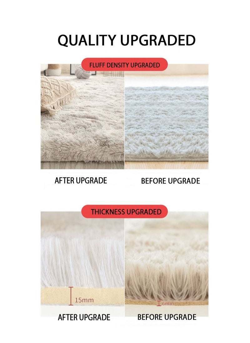 Modern Wool Fluffy Floor Mat Carpet with Anti slip High Pile Bottom with Upgraded Foam (Size 120×160CM), Rectangle