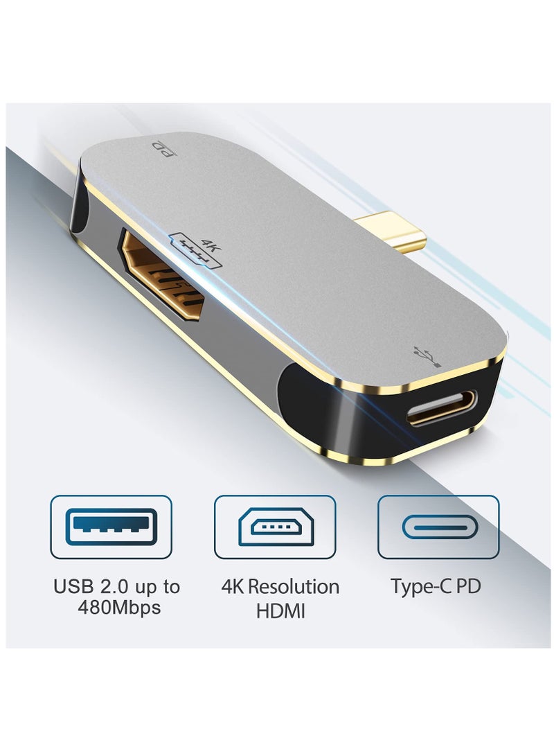 USB C to HDMI Adapter for MacBook Pro/Air, 4K@30Hz Type C to HDMI Converter with 100W PD Charging Port, Portable Dock for Nintendo Switch, Compatible with Samsung DeX Station. - Image 2