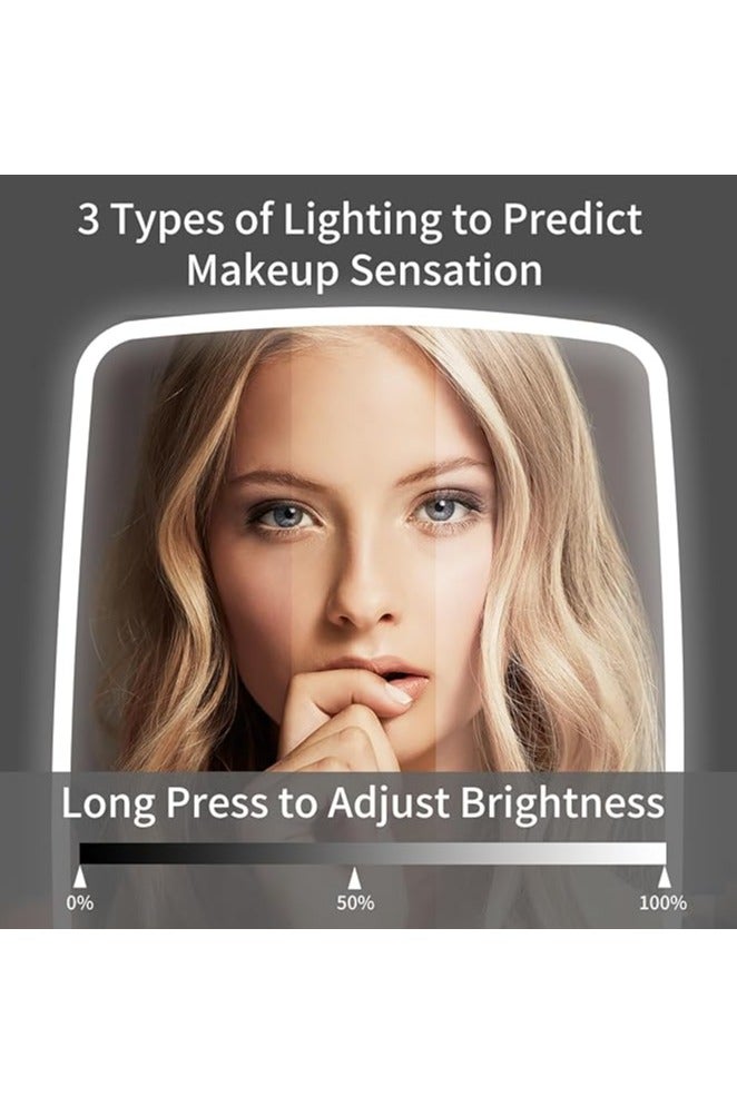 مرآة مكياج بإضاءة LED موديل XJ-989 – تكبير 1X، دوران 90 درجة، تعمل بمنفذ USB، إضاءة ثلاثية الألوان، مستشعر لمس - Image 4