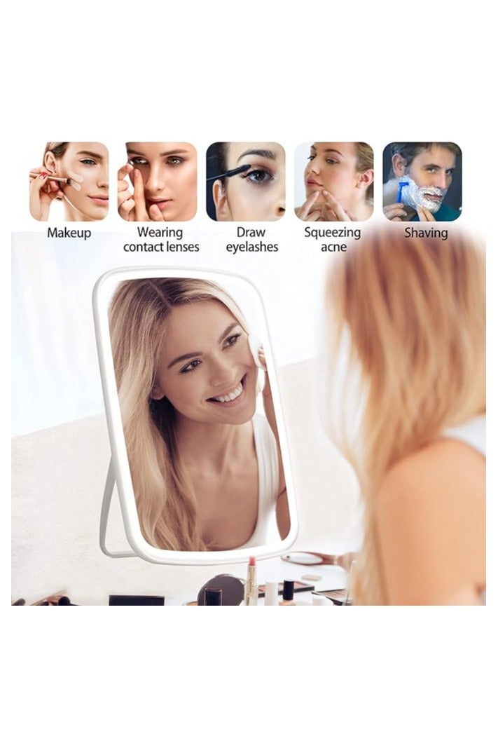 مرآة مكياج بإضاءة LED موديل XJ-989 – تكبير 1X، دوران 90 درجة، تعمل بمنفذ USB، إضاءة ثلاثية الألوان، مستشعر لمس - Image 5