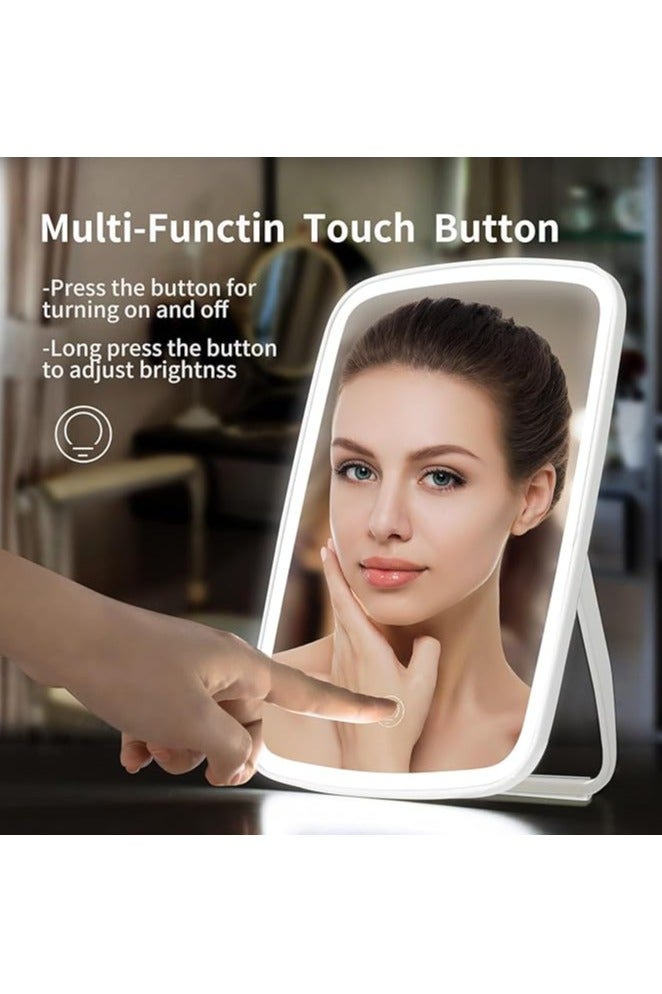 مرآة مكياج بإضاءة LED موديل XJ-989 – تكبير 1X، دوران 90 درجة، تعمل بمنفذ USB، إضاءة ثلاثية الألوان، مستشعر لمس - Image 3
