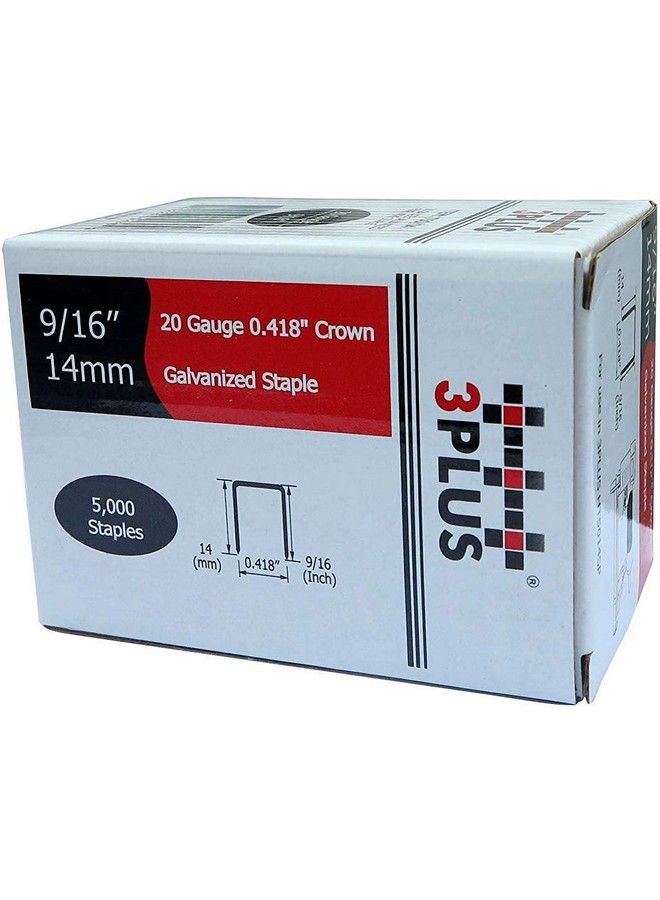 3Plus T50 14 20 Gauge 3 8Inch(10.6Mm) Crown 9 16Inch Leg Length Galvanized Fine Wire Staples 5000 Per Box - Image 2
