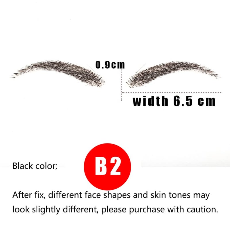 CliCling False Eyebrows, CliCling Human Hair Artificial Real Hair Handmade Crochet False Brows Invisible Realistic Natural Fake Eyebrows(Black) - Image 2