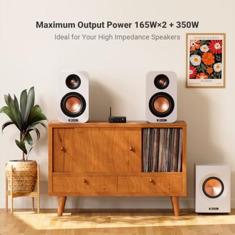 Fosi Audio BT30D Pro Mini Hi-FI Bluetooth Amplifier with TPA3255, 165W x2+350W 2.1CH Subwoofer Amplifier for Outdoor Shelf Speakers, Subwoofers - Image 2