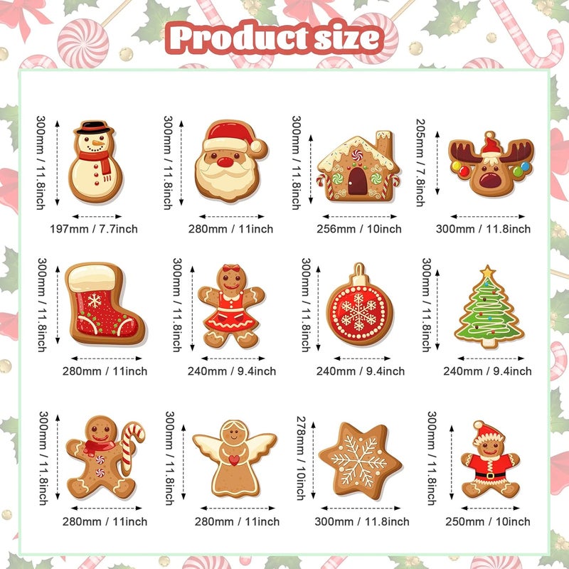 Marsui 12 Pieces Gingerbread Christmas Outdoor Lawn Sign Decorations Holiday Xmas Tree Yard Sign with 24 Stakes Gingerbread Man Lawn Decorations Outside Deer Lawn Sign for Garden Patio Yard Party Decoration - Image 2