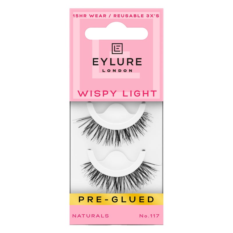 Eylure Press On PreGlued False Eyelashes Wispy Light Texture Lash No117 1 Pair