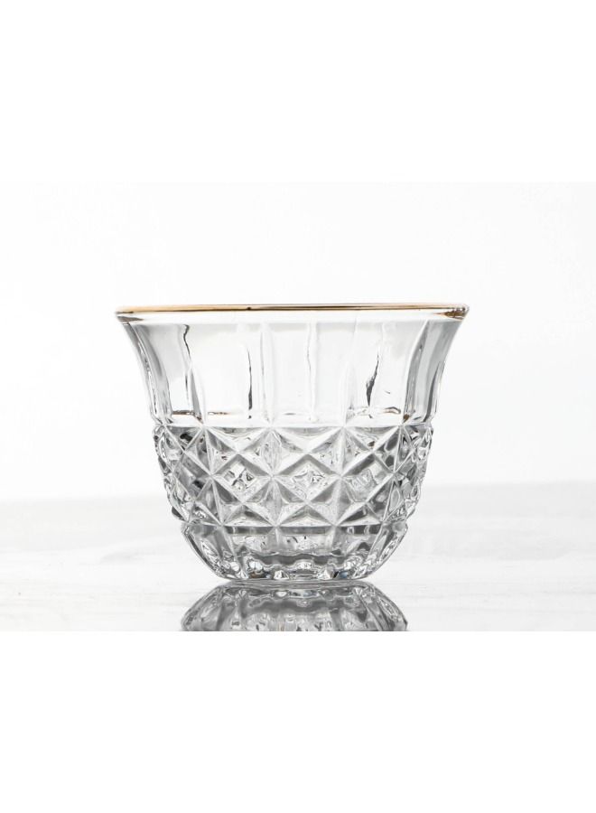 Soleter Cawa cup 12PCS Set Of Arabic Coffee Cups With Gold Rim & Crystal Design  Traditional Design | Transparent | Set Of 12pcs - Image 3