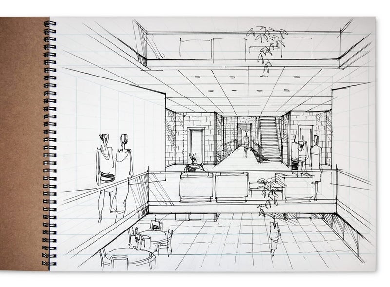 Koala Tools - 40-Sheet Sketch Pad for 1-Point Perspective Drawing, Spiral Bound Gridded Graph Paper for Interior Room Design, Industrial, Architectural and 3D Design, 11 x 14 inches - Image 5