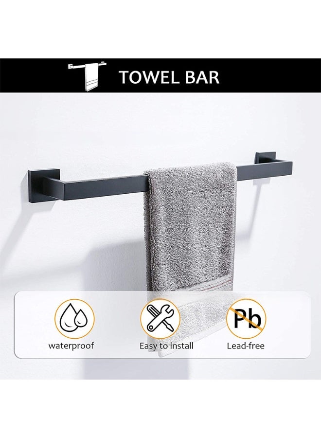 Y&D 5Pieces Matte Black Bathroom Hardware Accessories Set SUS304 Stainless Steel Bath Towel Bar Set Towel Racks for Bathroom Wall Mounted - Image 4