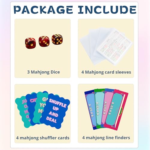 Tinzum 4 in 1 Mahjong Accessories with Mahjong Shuffler Cards Sleeve Mahjong Line Finder Dice Mahjong Card Holder Fit Large Print Size6 18x4 34 for NMJL Card 2025 - Image 5