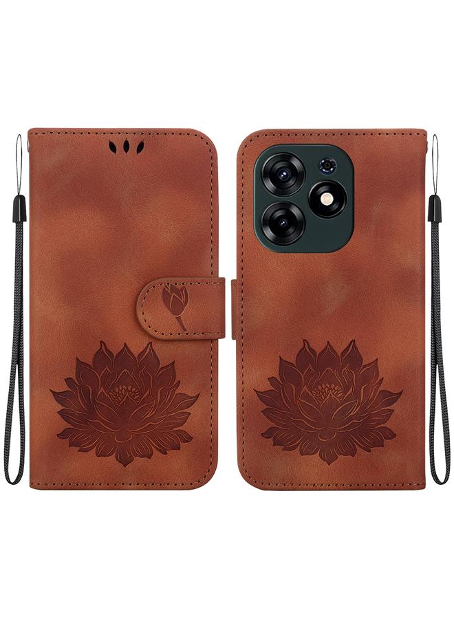 erorex Case For Tecno Spark 10 Pro Lotus Embossed Leather Phone Case  - Image 1