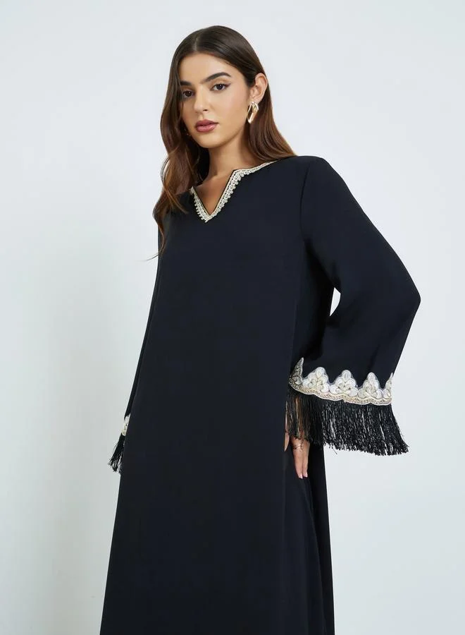 Amirah Black Lace Insert Maxi Jalabiya