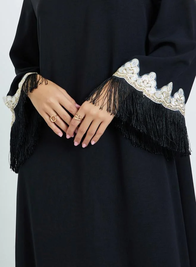 Amirah Black Lace Insert Maxi Jalabiya