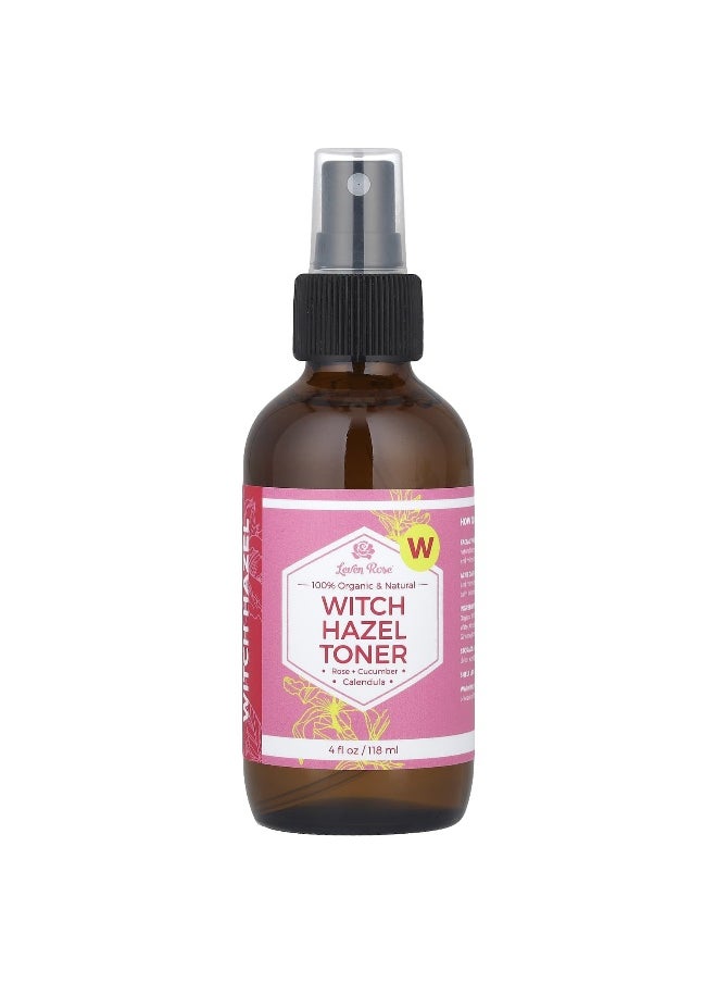 Leven Rose Leven Rose, 100% Organic & Natural, Witch Hazel Toner, 4 fl oz (118 ml)  - Image 1