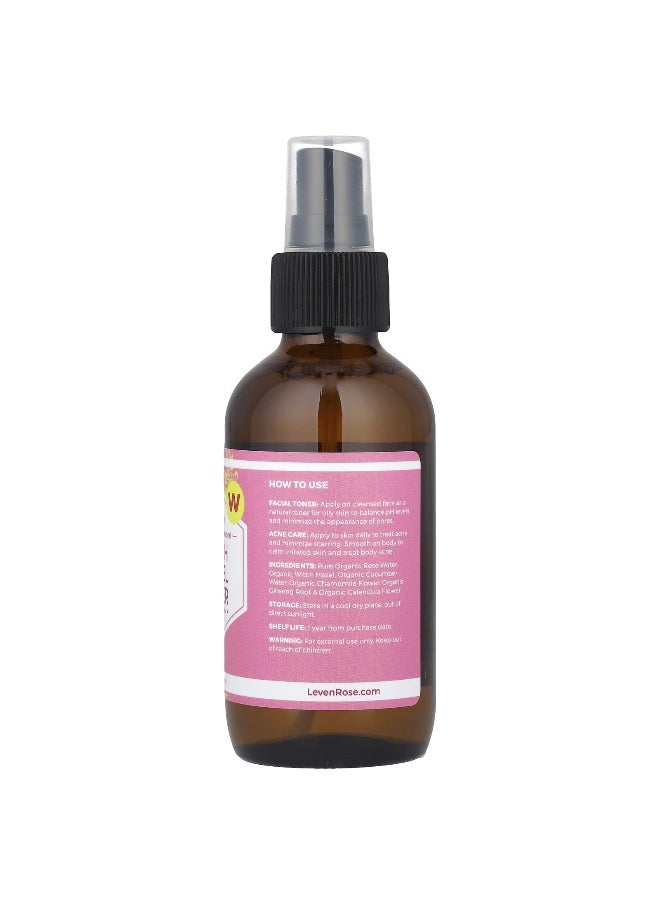 Leven Rose Leven Rose, 100% Organic & Natural, Witch Hazel Toner, 4 fl oz (118 ml)  - Image 2