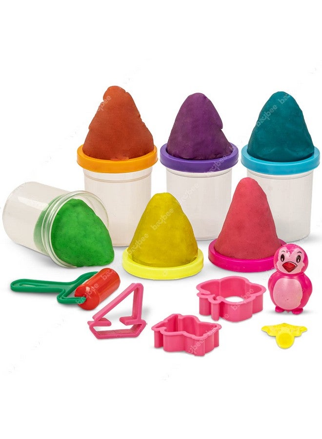 بيبي عجينة طين بايبي الجافة بالهواء للأطفال، طين تشكيل غير سام، مناسب للفنون والحرف اليدوية، مع ألوان وأربعة أشكال وبكرات | عجينة لعب للأطفال | ألعاب عجينة طينية للأطفال من سن 3 سنوات فما فوق (6 ألوان كبيرة) - Image 1