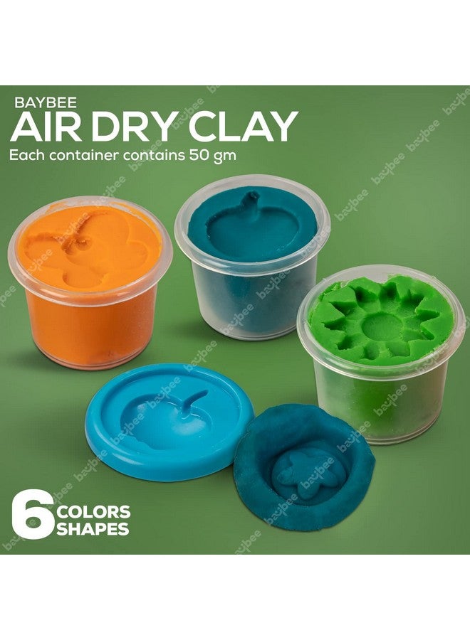 بيبي عجينة طين بايبي الجافة بالهواء للأطفال، طين تشكيل غير سام، مناسب للفنون والحرف اليدوية، مع ألوان وأربعة أشكال وبكرات | عجينة لعب للأطفال | ألعاب عجينة طينية للأطفال من سن 3 سنوات فما فوق (6 ألوان كبيرة) - Image 2
