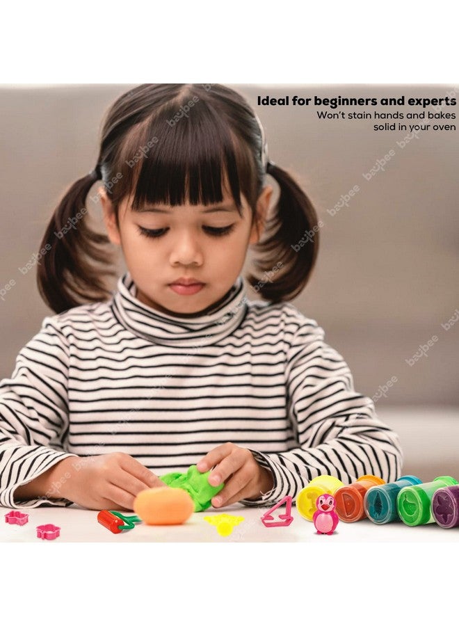 بيبي عجينة طين بايبي الجافة بالهواء للأطفال، طين تشكيل غير سام، مناسب للفنون والحرف اليدوية، مع ألوان وأربعة أشكال وبكرات | عجينة لعب للأطفال | ألعاب عجينة طينية للأطفال من سن 3 سنوات فما فوق (6 ألوان كبيرة) - Image 3