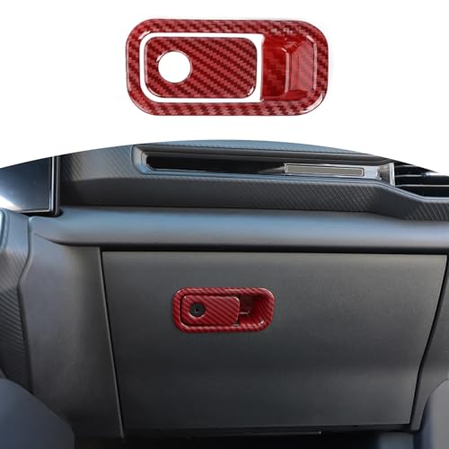 JOSHELA for Mustang Glove Box Handle Trim Cover Fit for Ford Mustang 2024 up Red Carbon Fiber Interior Accessories 2pcs - Image 1