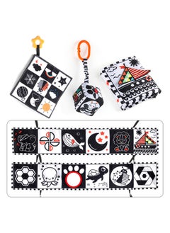 Generic Newborn Baby Black White Bed Sheet Book Bb Call Tear Resistant Baby Fabric Book Bed Toy-Color:D Type Double-sided Square Towel With Different Patterns And Teether  - Image 3