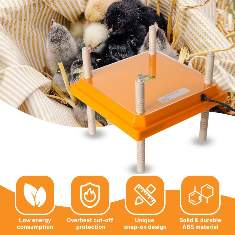 NUGRIART Brooder Heater for Chicks, 10" x 10" for 15 Chicks Heating Plate with Adjustable Height and Angle 15W Chicken Brooder Warm Like Mother Hen - Image 2