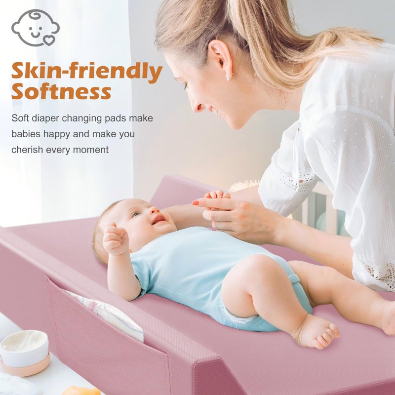 JVEOO Vegan Leather Baby Changing Pad, Waterproof & Wipeable Soft Diaper Changing Mat 32â€œ x 16.6" Comfortable Infant Changing Station for Dresser & Table - Image 5