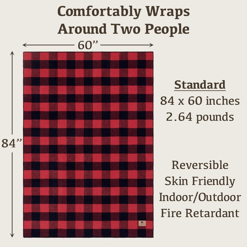 Chubbuck Authentic Chubbuck 100% Wool Blanket Camping (60" x 84") - Large Warm Blanket for Camping, Emergency, Outdoor Concerts and Home Use - Fire Retardant, Soft and Warm Blankets for Winter (Buffalo) - Image 2