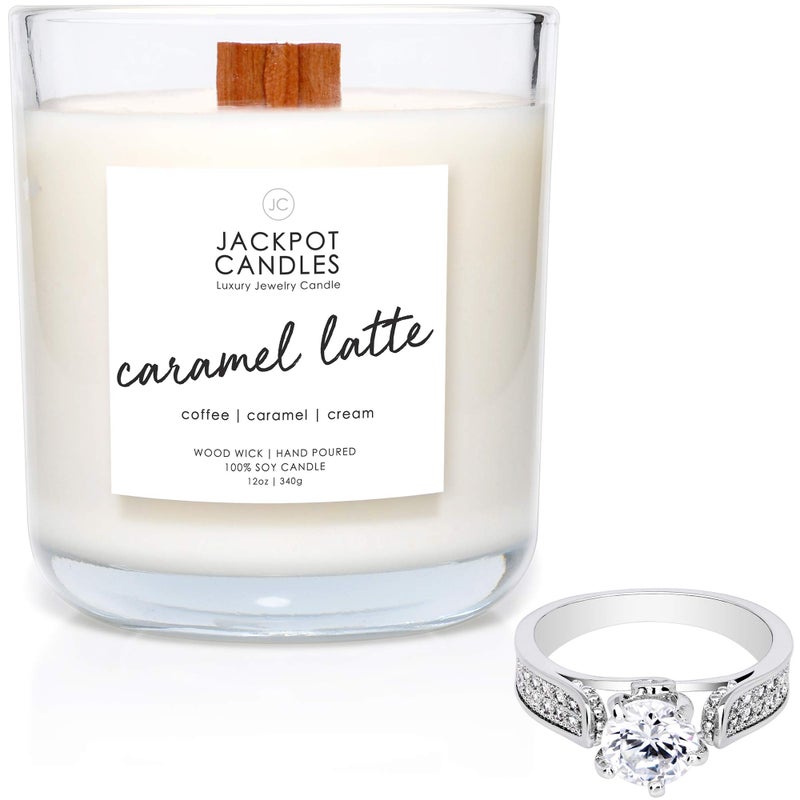Jackpot Candles Caramel Coffee Latte Candle with Ring Inside Surprise Jewelry Valued at 15 to 5000 Ring Size 7 