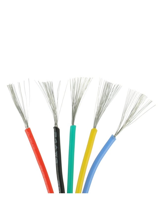 سلك سيليكون 22AWG، سلك نحاسي مرن مطلي بالقصدير مقاس 20، 5 ألوان (أحمر، أسود، أصفر، أزرق، أخضر)، 10 أمتار من كل لون، 50 مترًا إجمالاً، القطر الخارجي 1.7 مم، سمك العزل 0.45 مم، مجموعة كابلات كهربائية DIY مناسبة لمصابيح LED ومكبرات الصوت والأدوات الكهربائية (معلبة) - Image 4