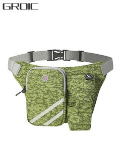 Running Waist Belt Bag with Water Bottle Smart Phone Holder Elastic Strap for Fitness Jogging Hiking Travel - Green