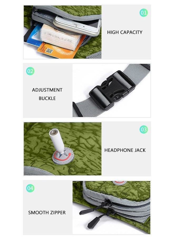 GROIC - Running Waist Belt Bag with Water Bottle Smart Phone Holder Elastic Strap for Fitness Jogging Hiking Travel - Green - Image 1