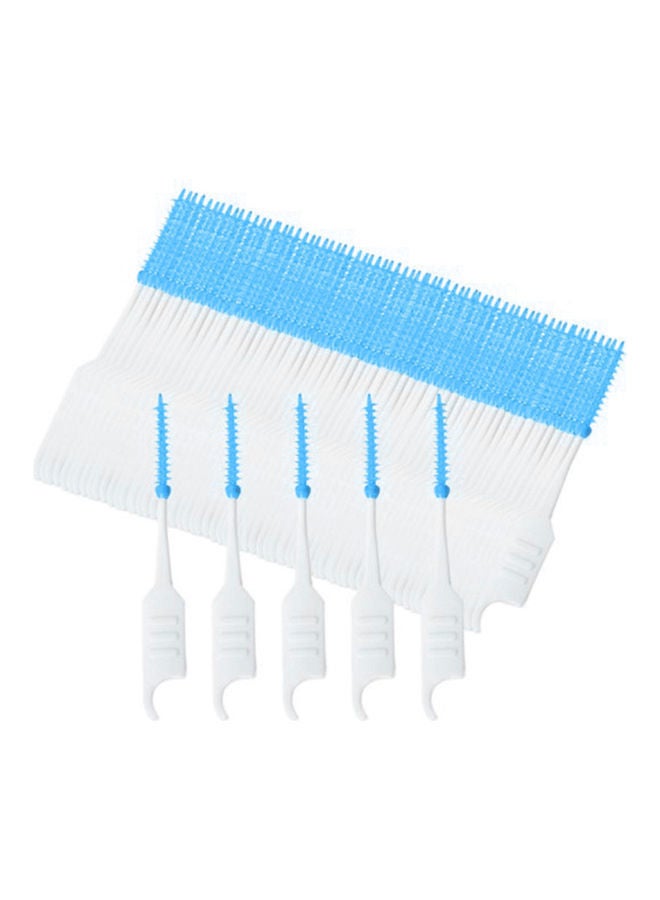 NIBEMINENT 200-Piece Soft Silicone Dental Floss Blue/White - Image 1