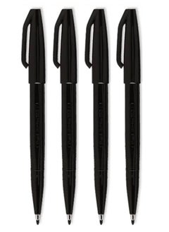Pentel 4-Piece Fibre Tip Sign Pen Black Ink  - Image 1