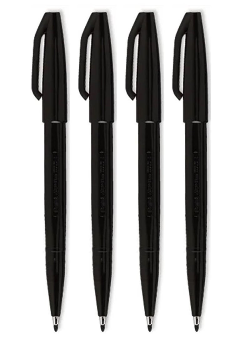 Pentel 4-Piece Fibre Tip Sign Pen Black Ink - Image 1
